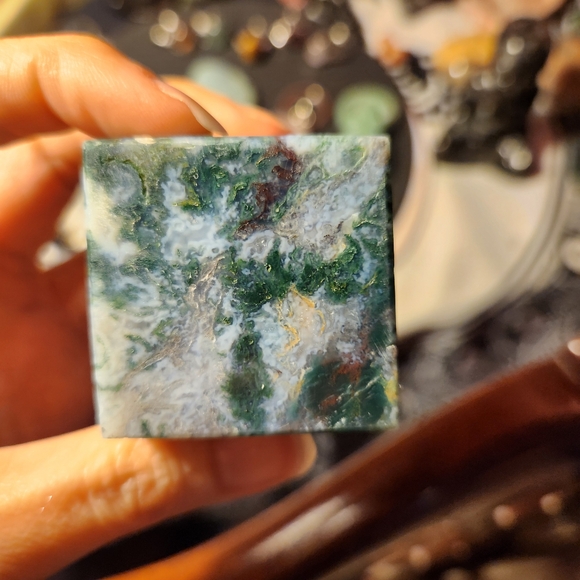 Moss Agate Cube - Picture 5 of 9